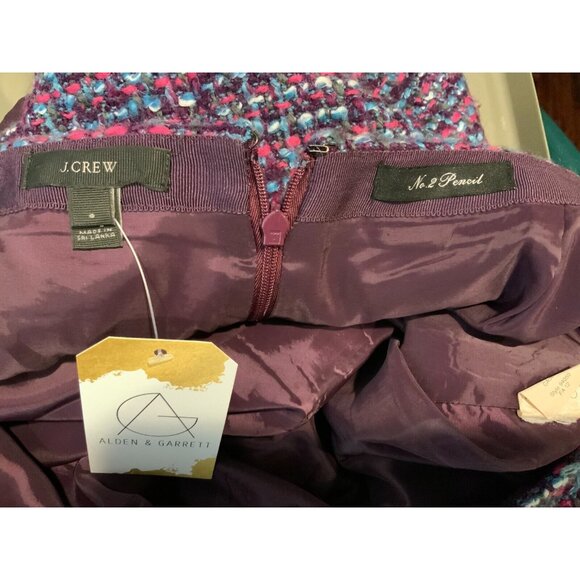 J. Crew Purple Pink Tweed Wool No. 2 Pencil Skirt, Size 8 - Picture 7 of 7